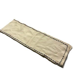 Scarves by Adrienne New York Scarf 100% Merino Wool Cream Beige Black Trim 59"